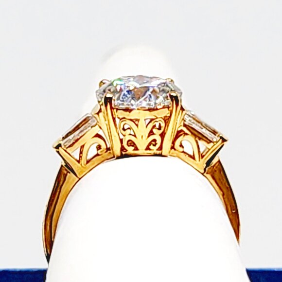 Moissanite engagement/promise ring in 14K YG over 925 Sterling 3.40 tcw sz 8 - Picture 6 of 6